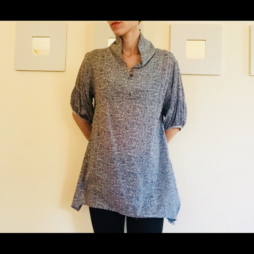 Korean Blue Floral Tunic